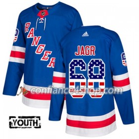 Adidas Maillot de Hockey New York Rangers Jaromir Jagr 68 2017-2018 Bleu USA Flag Fashion Authentic - Enfant